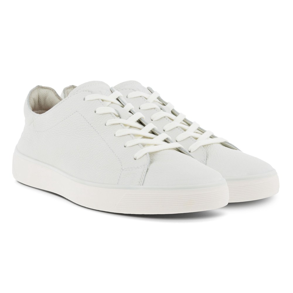 ECCO Sneakersy Męskie - Street Tray Laced - Białe - JGHSRI-295
